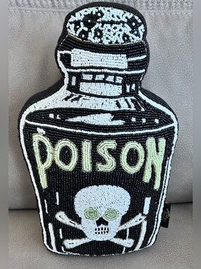 Black Poison Bottle Beaded Decorative Pillow